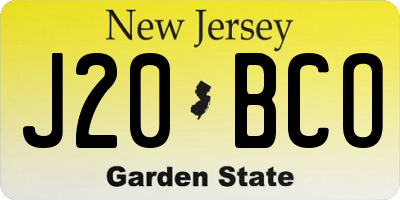 NJ license plate J20BCO