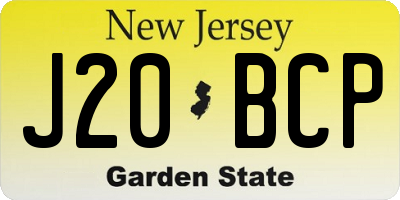 NJ license plate J20BCP