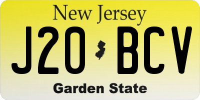 NJ license plate J20BCV