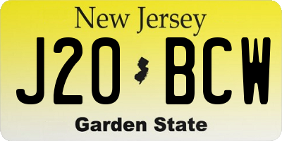 NJ license plate J20BCW