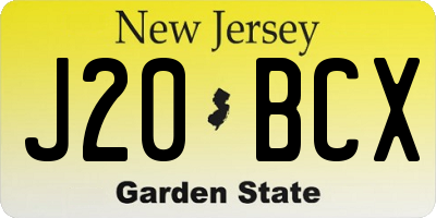 NJ license plate J20BCX
