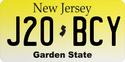 NJ license plate J20BCY