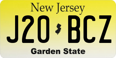 NJ license plate J20BCZ