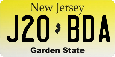 NJ license plate J20BDA