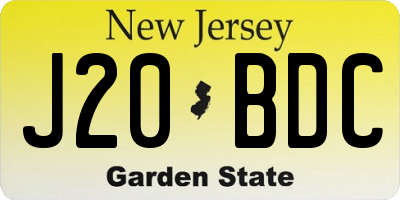 NJ license plate J20BDC