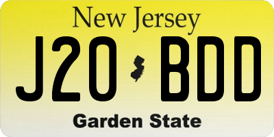 NJ license plate J20BDD