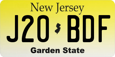 NJ license plate J20BDF