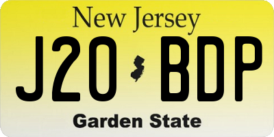 NJ license plate J20BDP