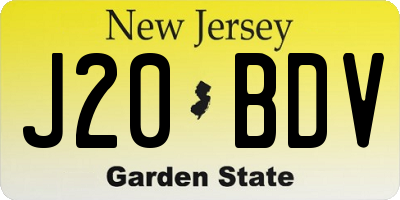 NJ license plate J20BDV