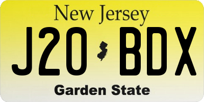 NJ license plate J20BDX