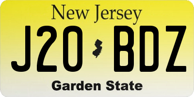 NJ license plate J20BDZ