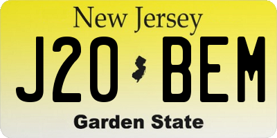 NJ license plate J20BEM