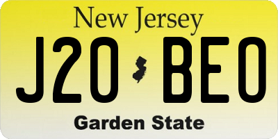 NJ license plate J20BEO