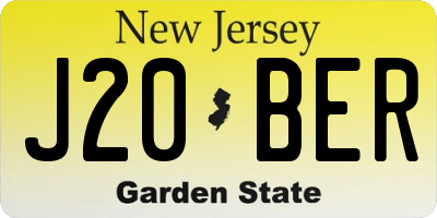 NJ license plate J20BER