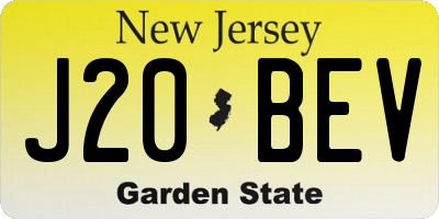 NJ license plate J20BEV