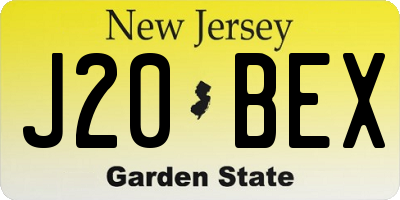 NJ license plate J20BEX