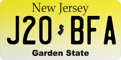 NJ license plate J20BFA