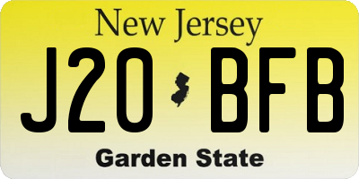 NJ license plate J20BFB