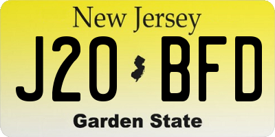 NJ license plate J20BFD