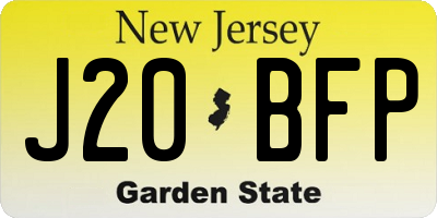 NJ license plate J20BFP