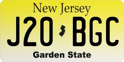 NJ license plate J20BGC