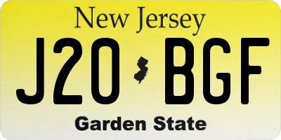 NJ license plate J20BGF