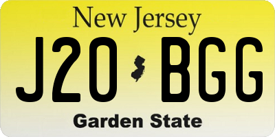 NJ license plate J20BGG
