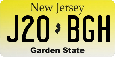 NJ license plate J20BGH