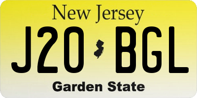 NJ license plate J20BGL
