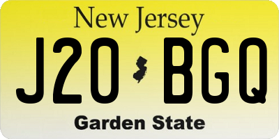 NJ license plate J20BGQ