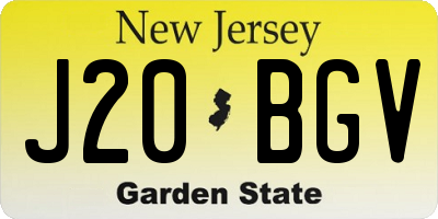 NJ license plate J20BGV