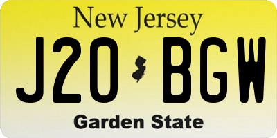 NJ license plate J20BGW