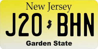 NJ license plate J20BHN