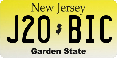 NJ license plate J20BIC