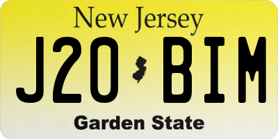 NJ license plate J20BIM