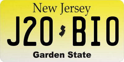 NJ license plate J20BIO