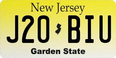 NJ license plate J20BIU