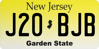 NJ license plate J20BJB