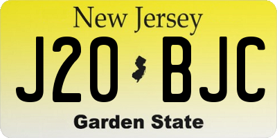 NJ license plate J20BJC