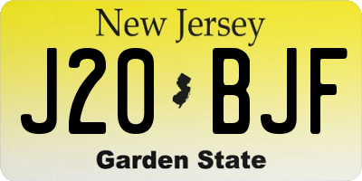 NJ license plate J20BJF