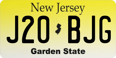 NJ license plate J20BJG