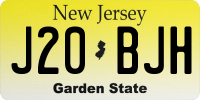 NJ license plate J20BJH