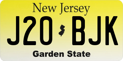 NJ license plate J20BJK