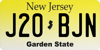 NJ license plate J20BJN