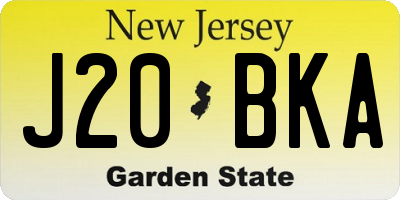 NJ license plate J20BKA
