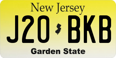 NJ license plate J20BKB