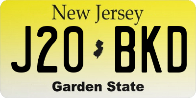 NJ license plate J20BKD