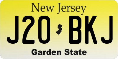 NJ license plate J20BKJ