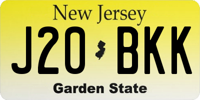 NJ license plate J20BKK