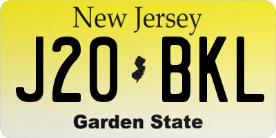 NJ license plate J20BKL